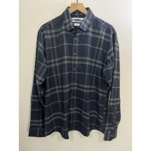 Mizzen Main Proctor Button Up Shirt Windowpane Work Business Office Dad Casual - Picture 1 of 14